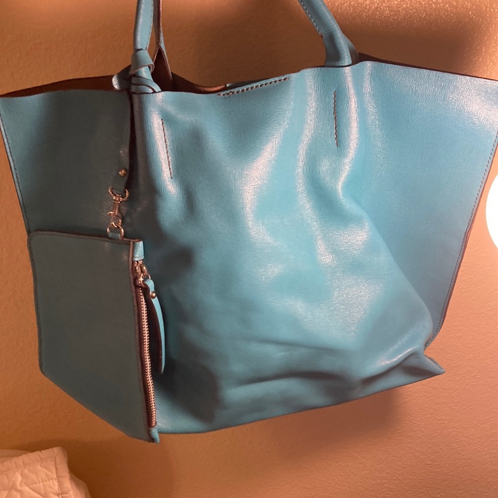 Leather tote bag with wallet, good condition